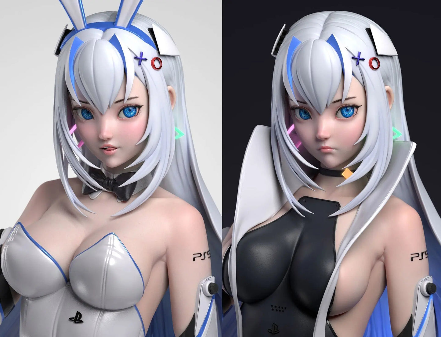 PS5 Chan & Bunny Girl Statue – STL File – 3D Printable Anime-Style Model - SeoNyoki3D