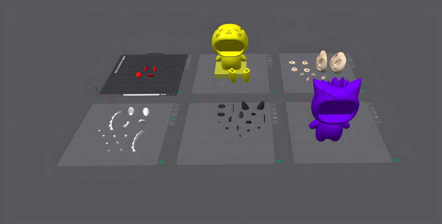 Labubu Pokémon STL File – Pikachu, Gengar & Rotating Eyes – 3D Printable Fan Art Model - SeoNyoki3D