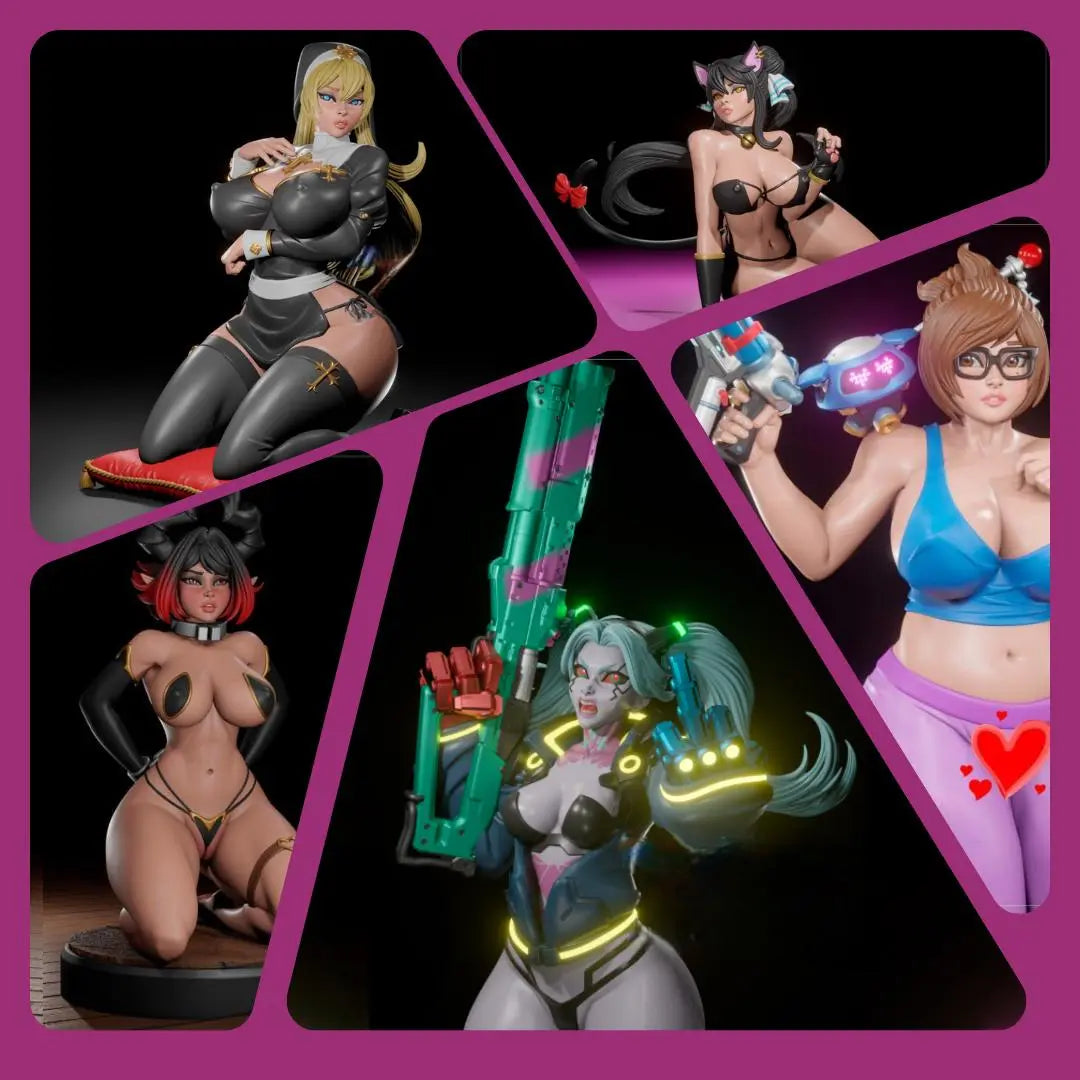 Dark Pin-Up STL Mega Pack (30 Models) – Sexy Fantasy Waifu Collection – NSFW & SFW - SeoNyoki3D