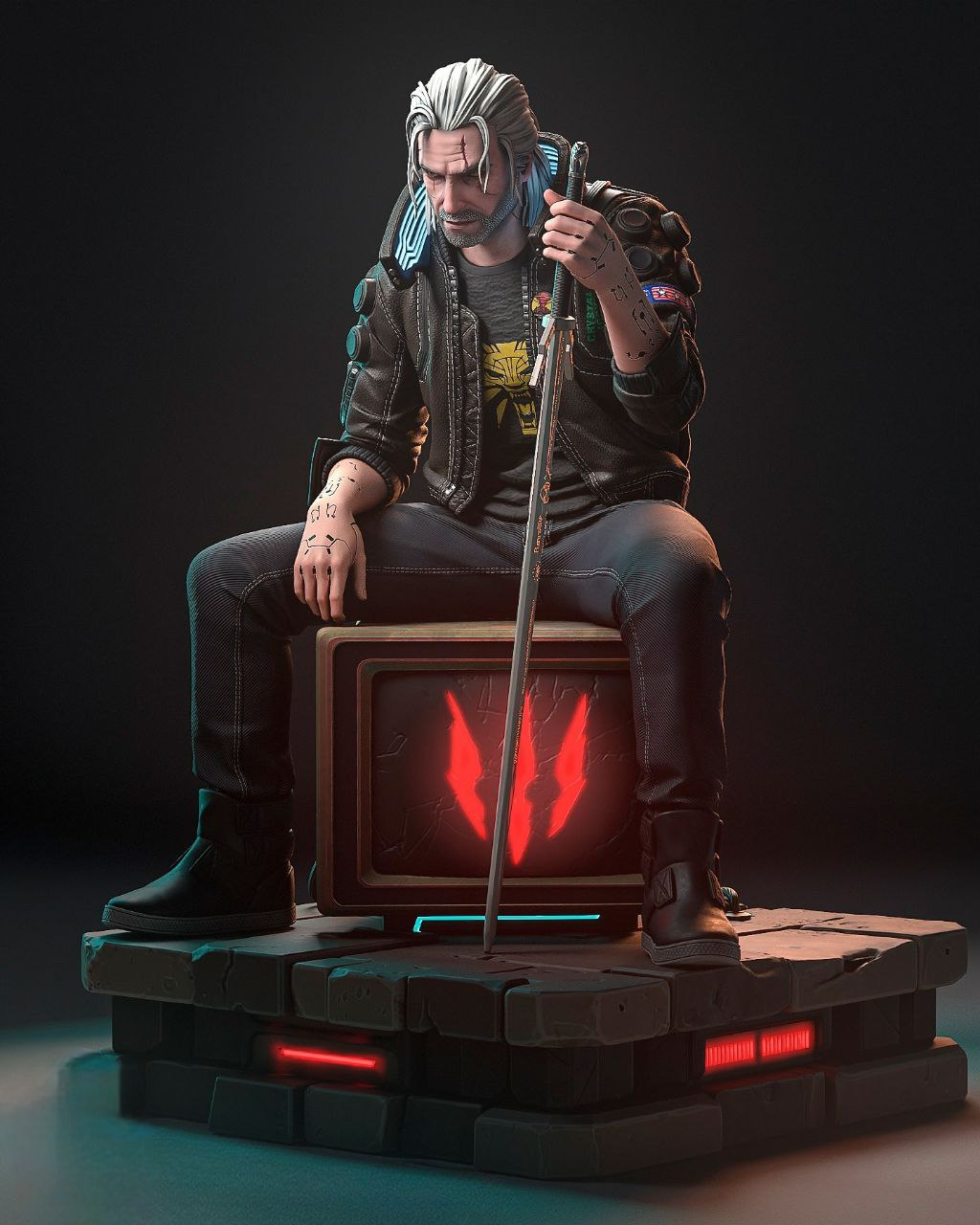 Geralt SilverRonin 3D Print Files – STL Cyberpunk Model SeoNyoki3D