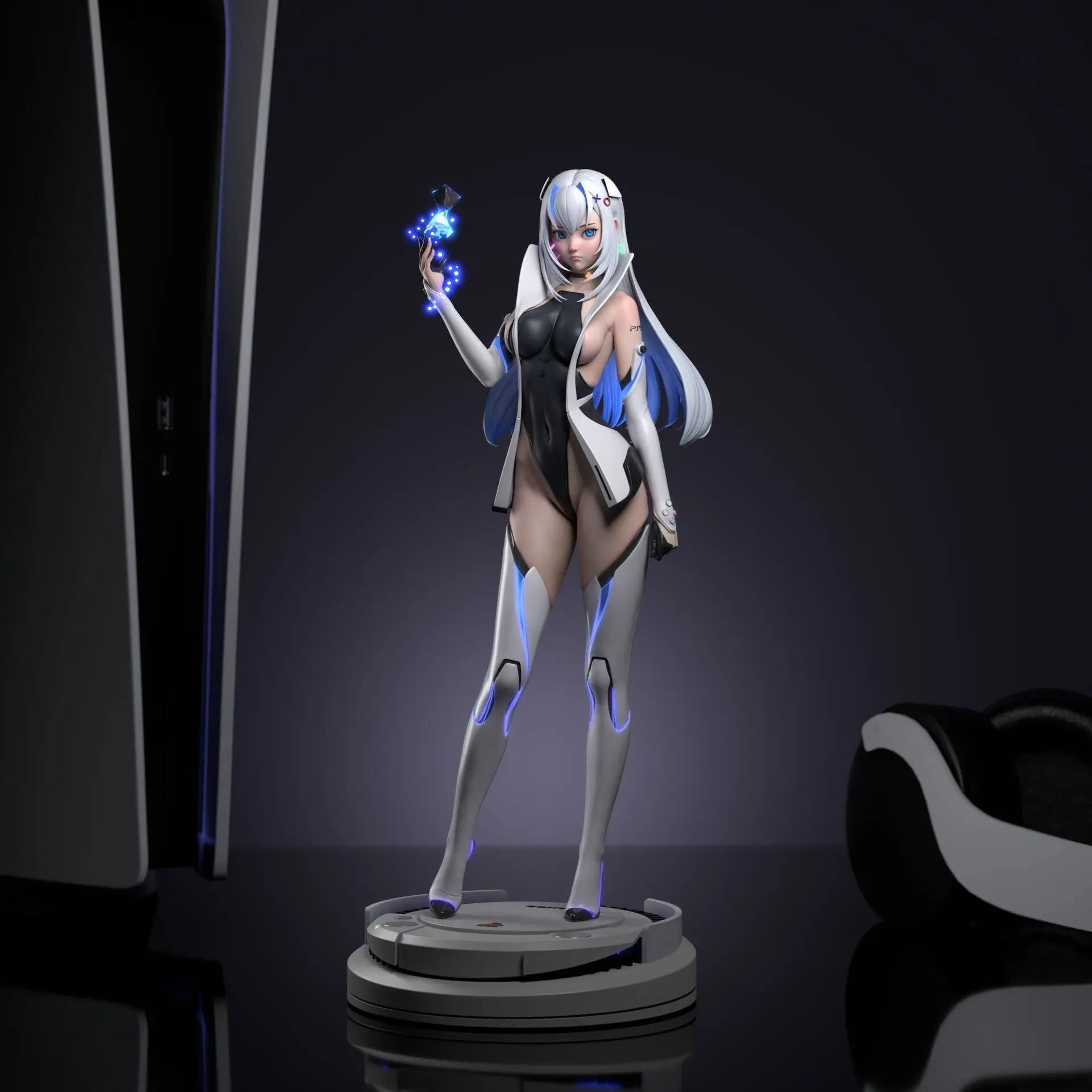 PS5 Chan & Bunny Girl Statue – STL File – 3D Printable Anime-Style Model - SeoNyoki3D
