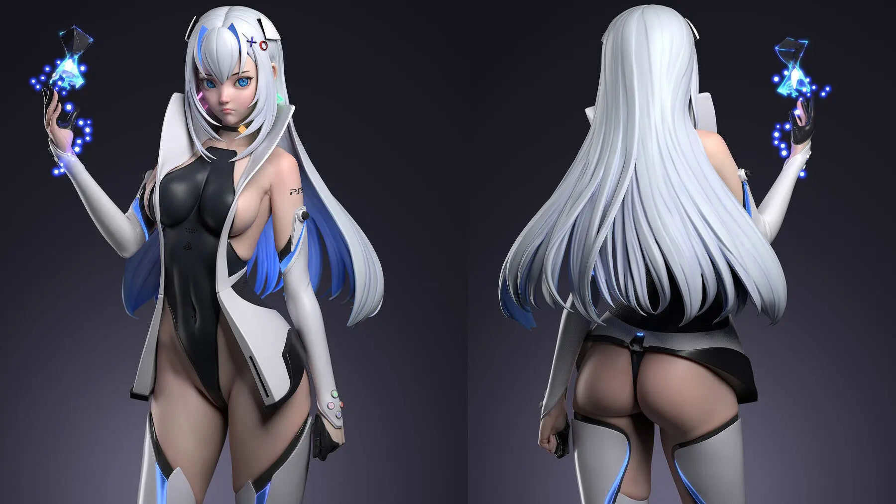 PS5 Chan & Bunny Girl Statue – STL File – 3D Printable Anime-Style Model - SeoNyoki3D