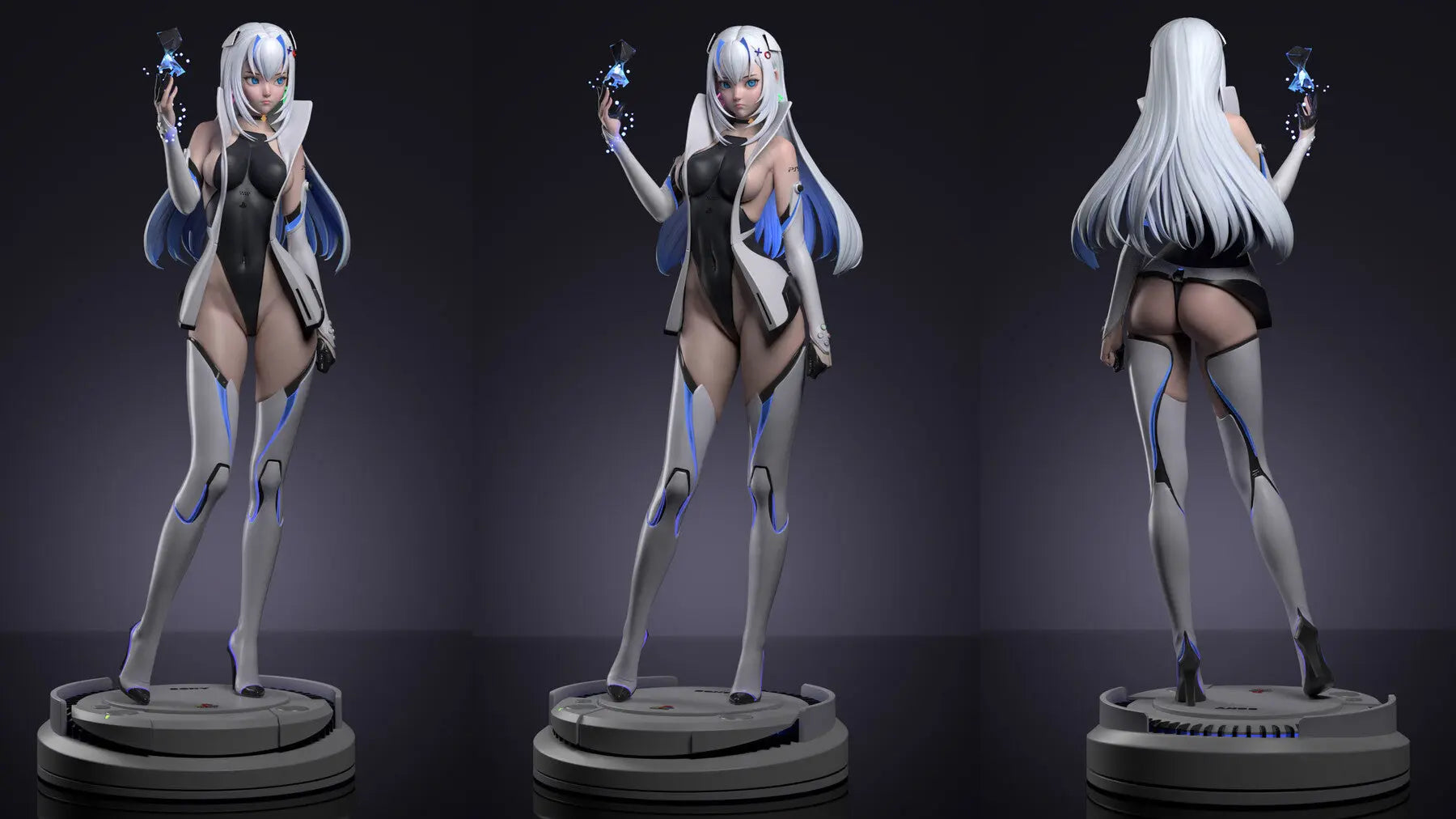 PS5 Chan & Bunny Girl Statue – STL File – 3D Printable Anime-Style Model - SeoNyoki3D