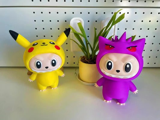 Labubu Pokémon STL File – Pikachu, Gengar & Rotating Eyes – 3D Printable Fan Art Model - SeoNyoki3D